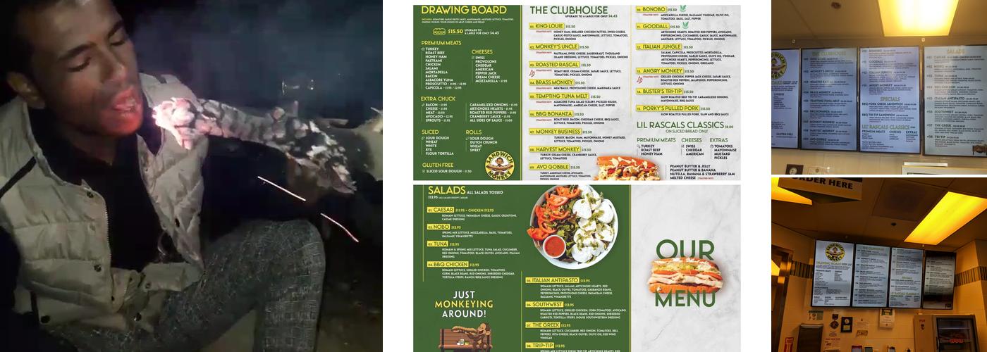 The Sandwich Monkey Menu