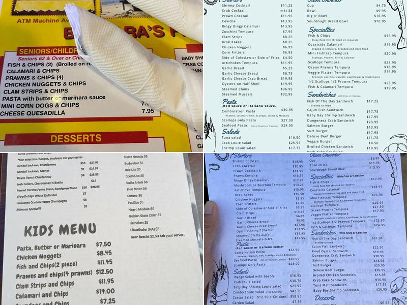 Barbara's Fishtrap Menu
