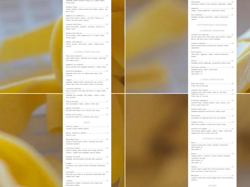 Caffé Mezza Luna Menu