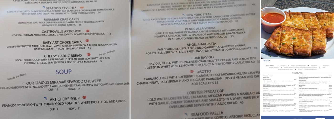 Miramar Beach Restaurant Menu