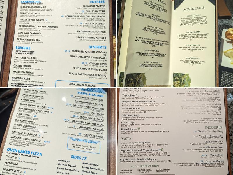 Acqua Restaurant Menu