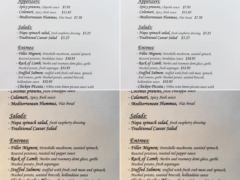 Cibo Restaurant & Bar Menu