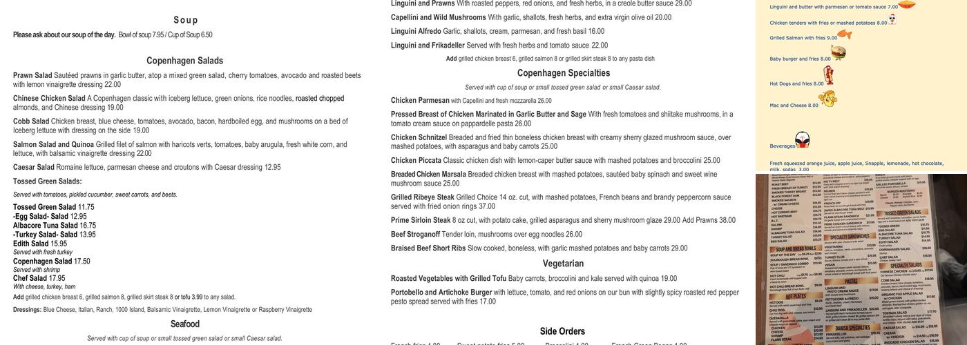 Copenhagen Bakery & Cafe Menu