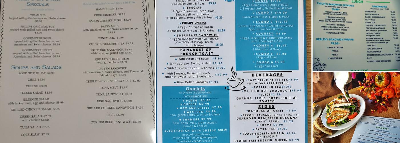 Original Philip's Restaurant Menu