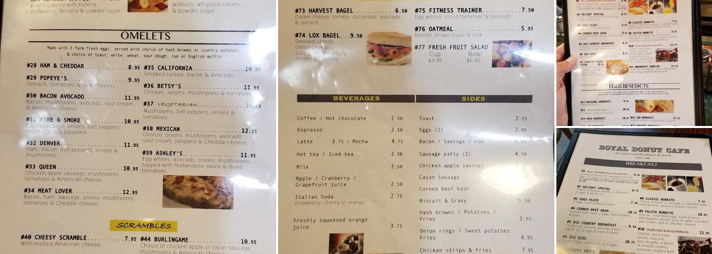 Royal Donut Cafe Menu