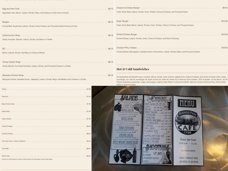 The Grapevine Cafe Menu