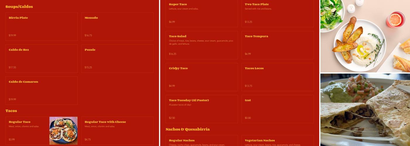 Taqueria La Mordida Menu