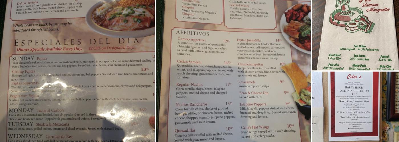 Celia's Menu