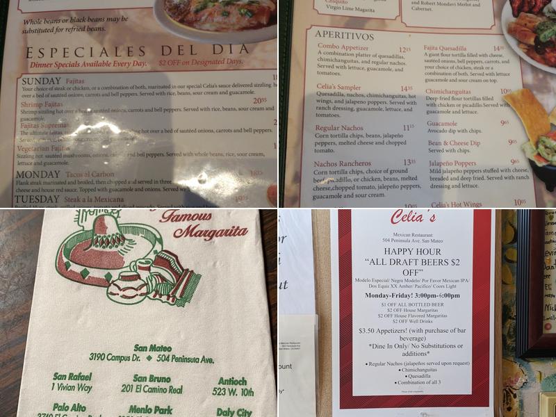 Celia's Menu