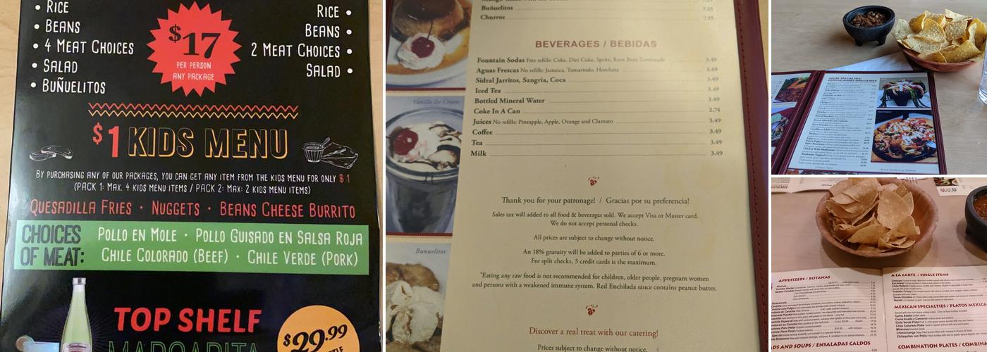 El Sinaloense Mexican Restaurant Menu