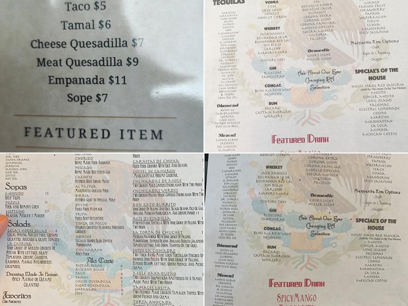 Taqueria Guadalajara Menu