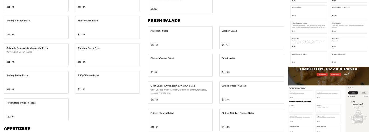 Umberto's Pizza & Pasta Menu