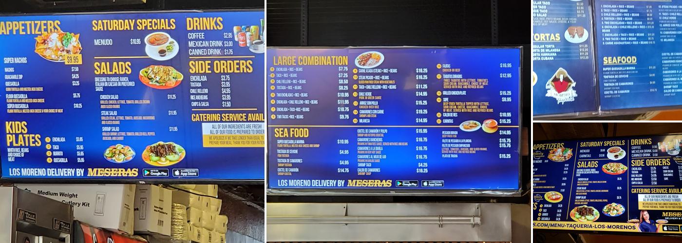 Taquería Los Moreno Menu