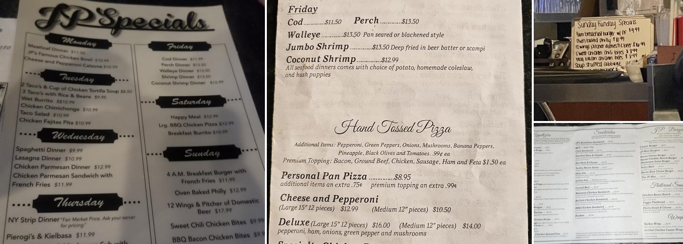 JP McGuire's Bar and Restaurant Menu