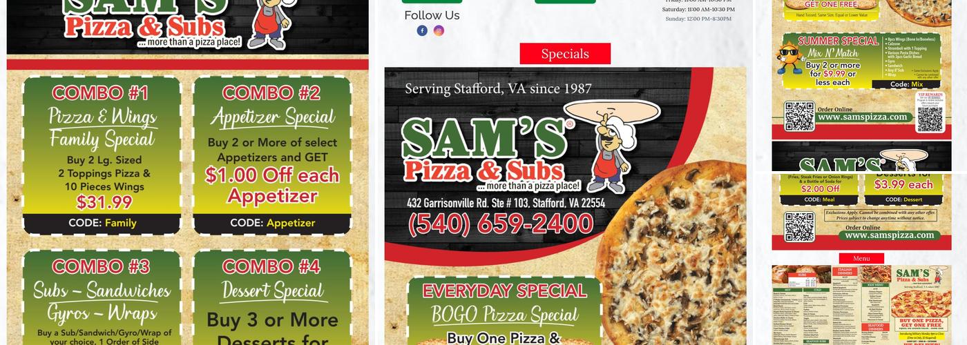 Sam's Pizza & Subs Menu