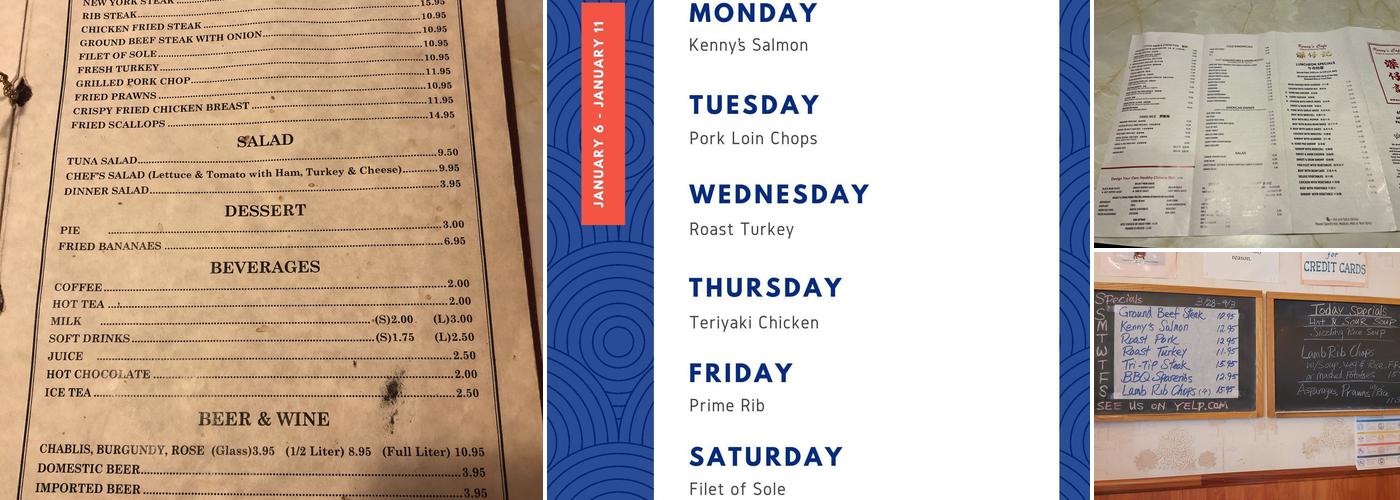 Kenny's Cafe Menu