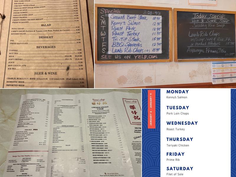 Kenny's Cafe Menu