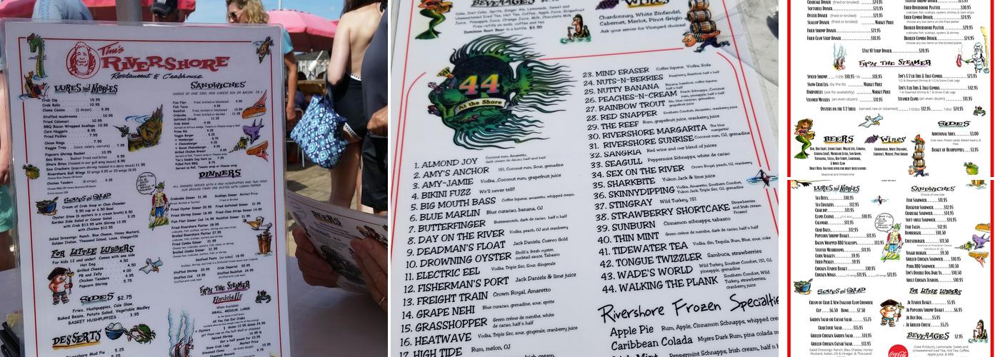 Tim's Rivershore Restaurant and Crabhouse Menu
