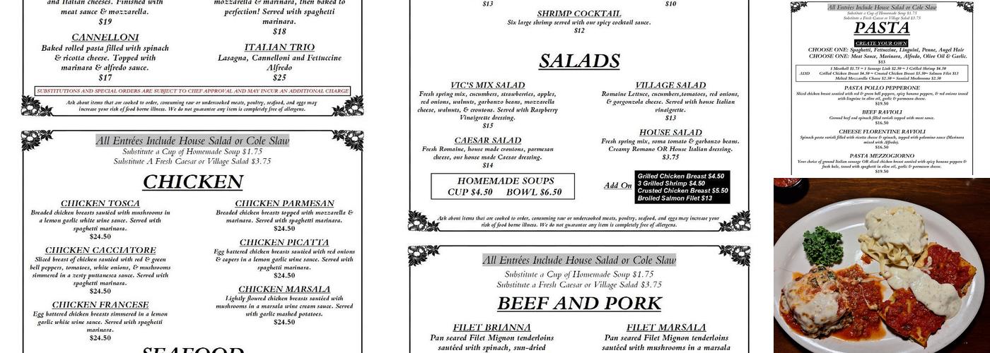 Vic's Casual Dining Menu
