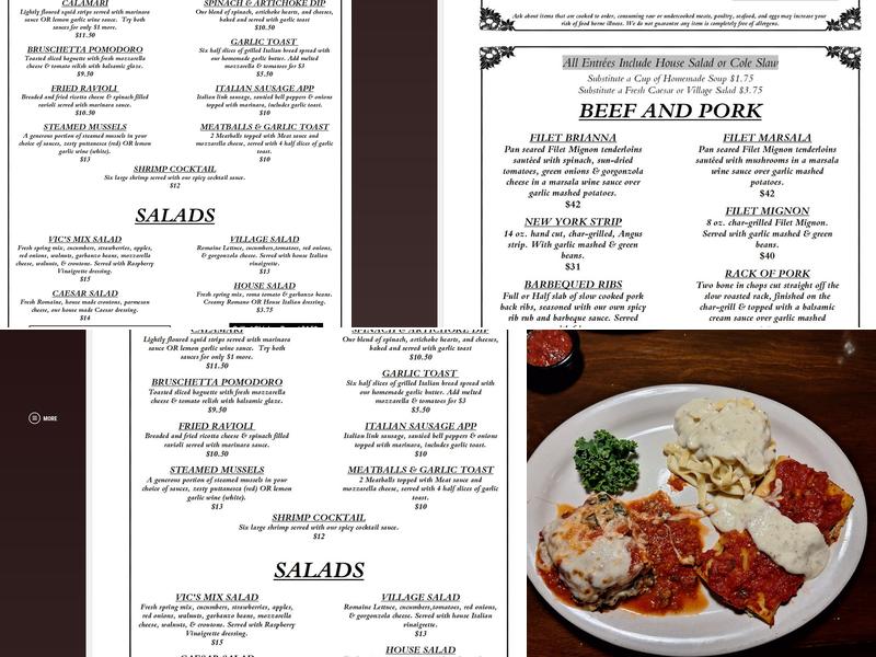 Vic's Casual Dining Menu