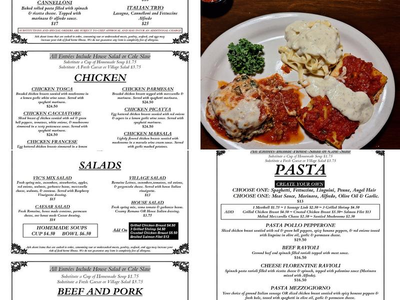 Vic's Casual Dining Menu