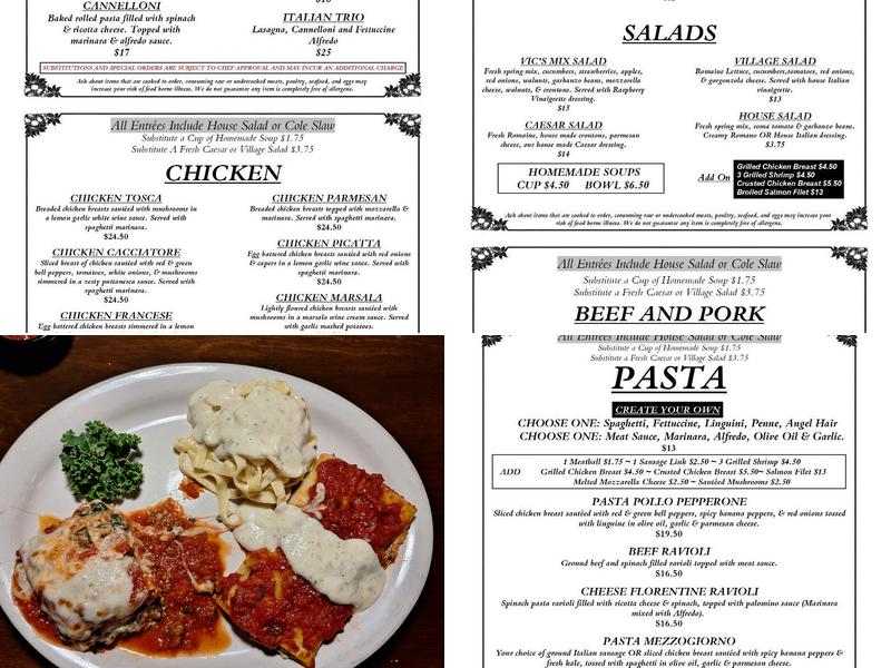 Vic's Casual Dining Menu
