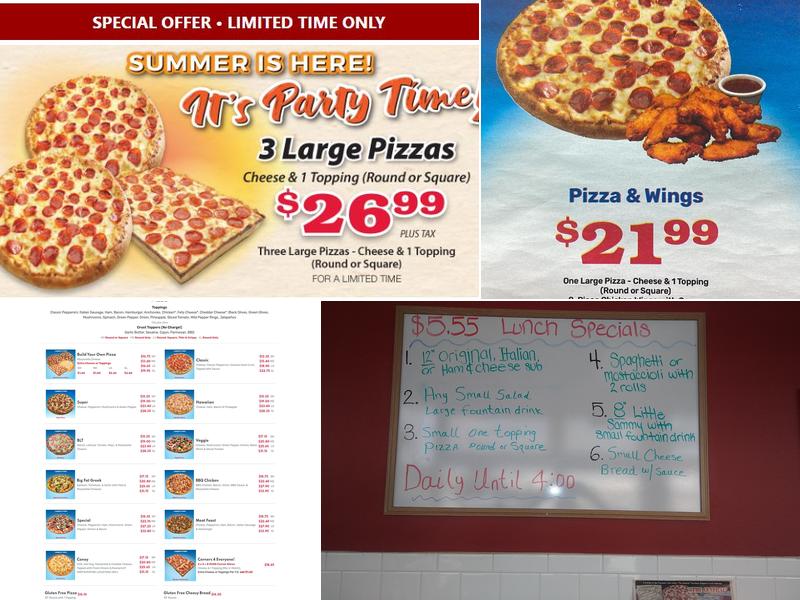 Sam's Sorrento Pizza Menu