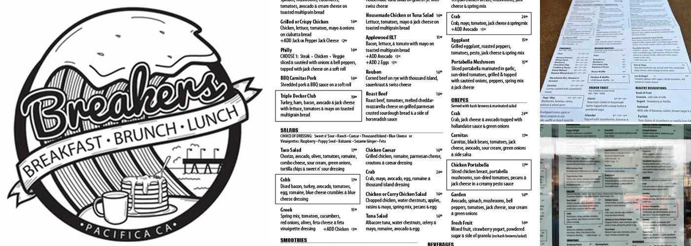 Breakers Breakfast, Brunch & Lunch Menu