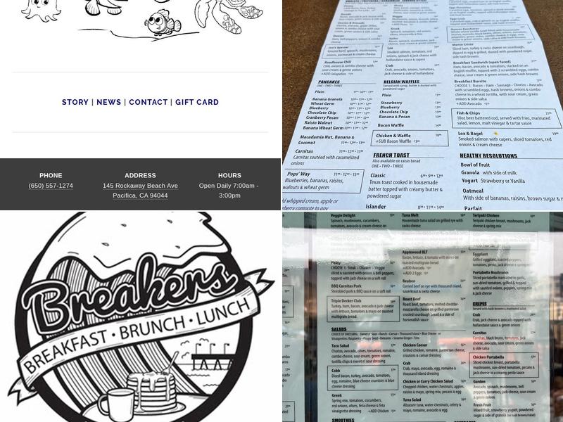 Breakers Breakfast, Brunch & Lunch Menu