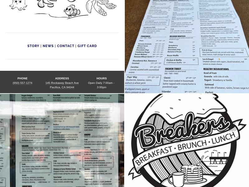 Breakers Breakfast, Brunch & Lunch Menu