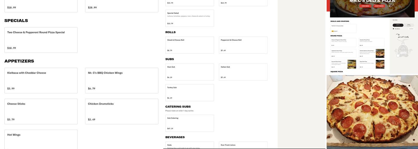 Mr C's Deli & Pizza Menu