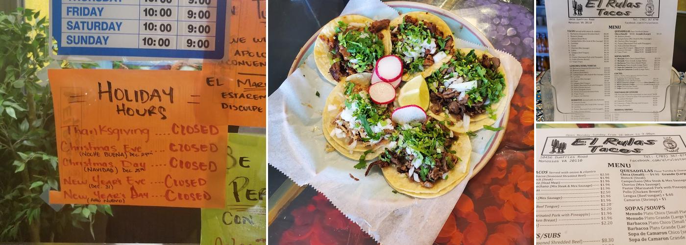 El Rulas Tacos Menu