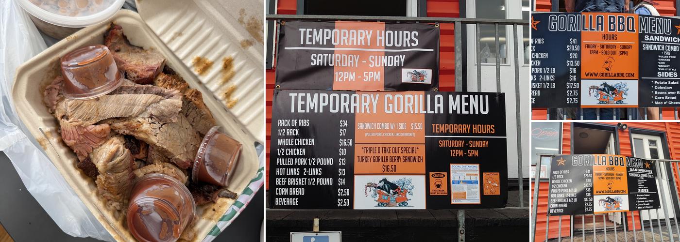 Gorilla Barbeque Menu