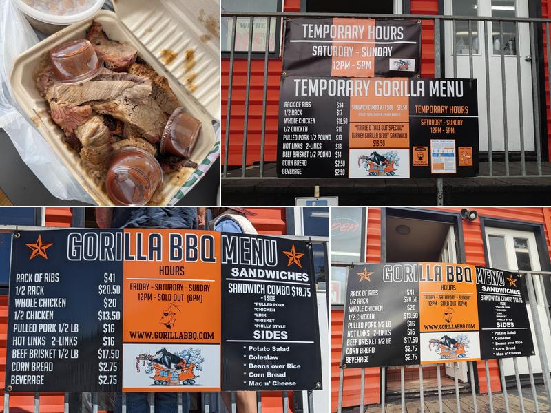 Gorilla Barbeque Menu
