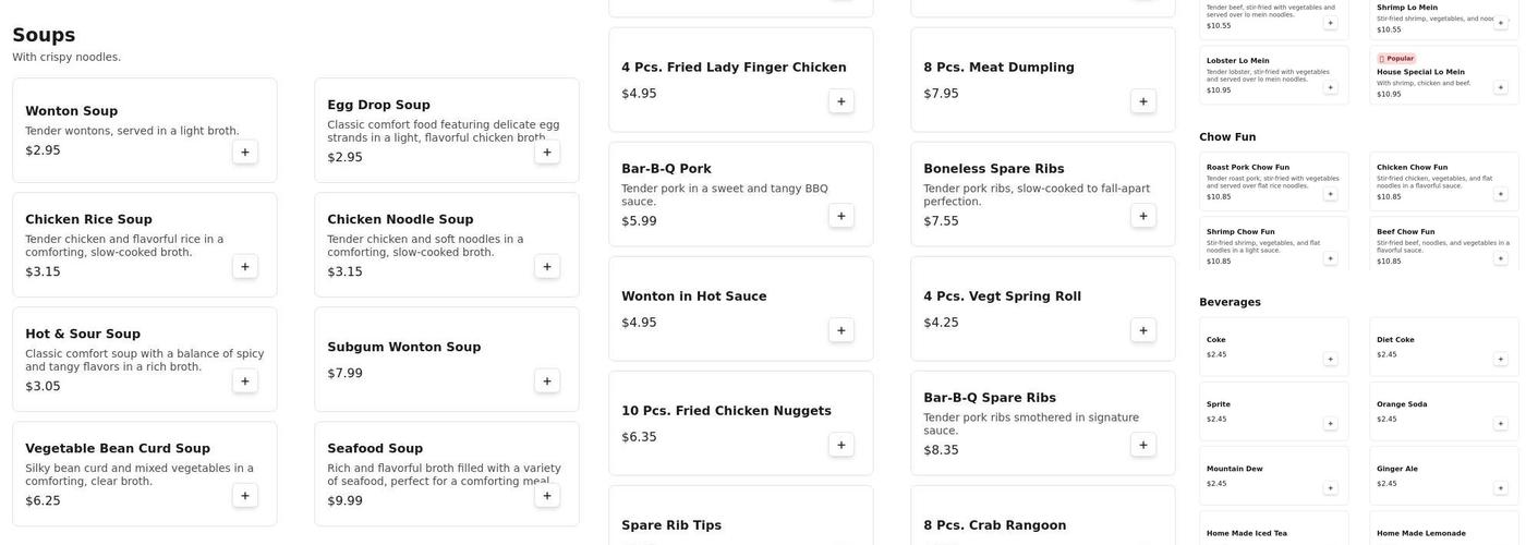 Fu Sheng Carry-Out Menu