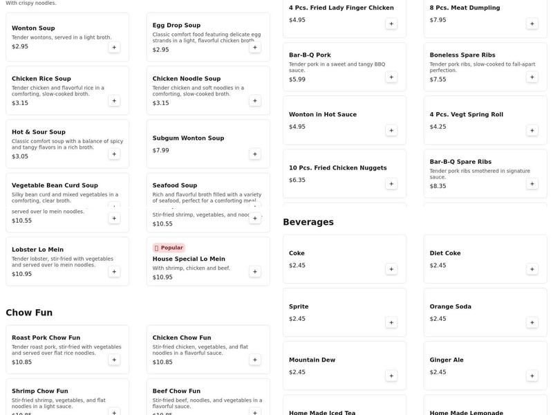 Fu Sheng Carry-Out Menu