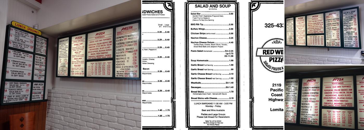 Red West Pizza Lomita Menu