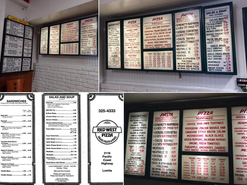 Red West Pizza Lomita Menu