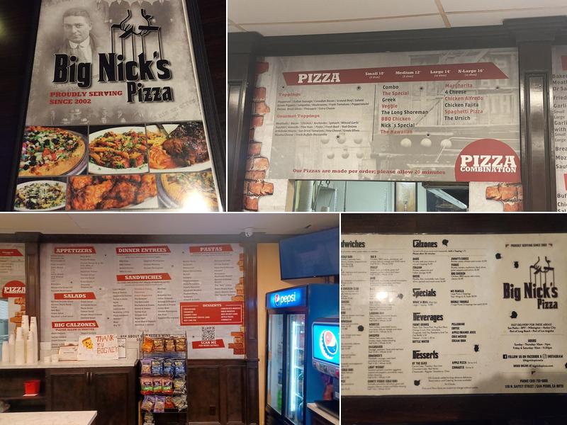 Big Nick's Pizza Menu