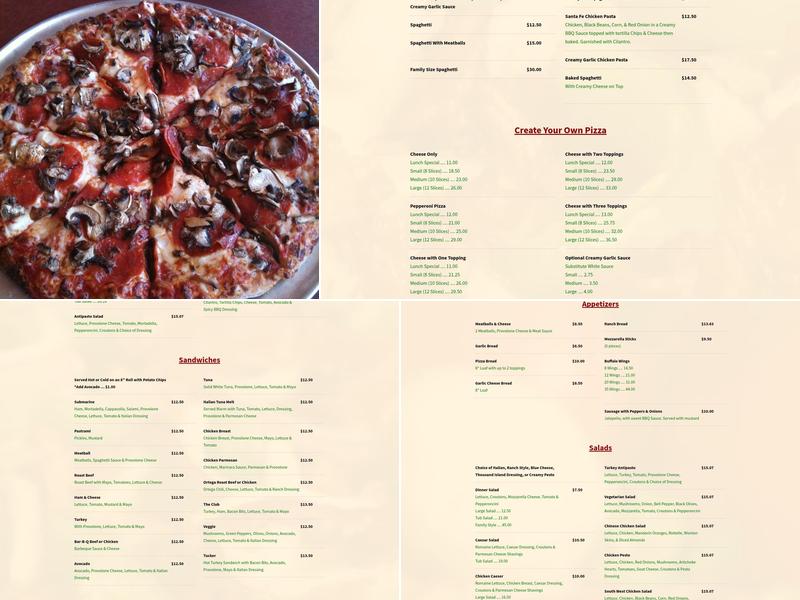 Lamppost Pizza Menu