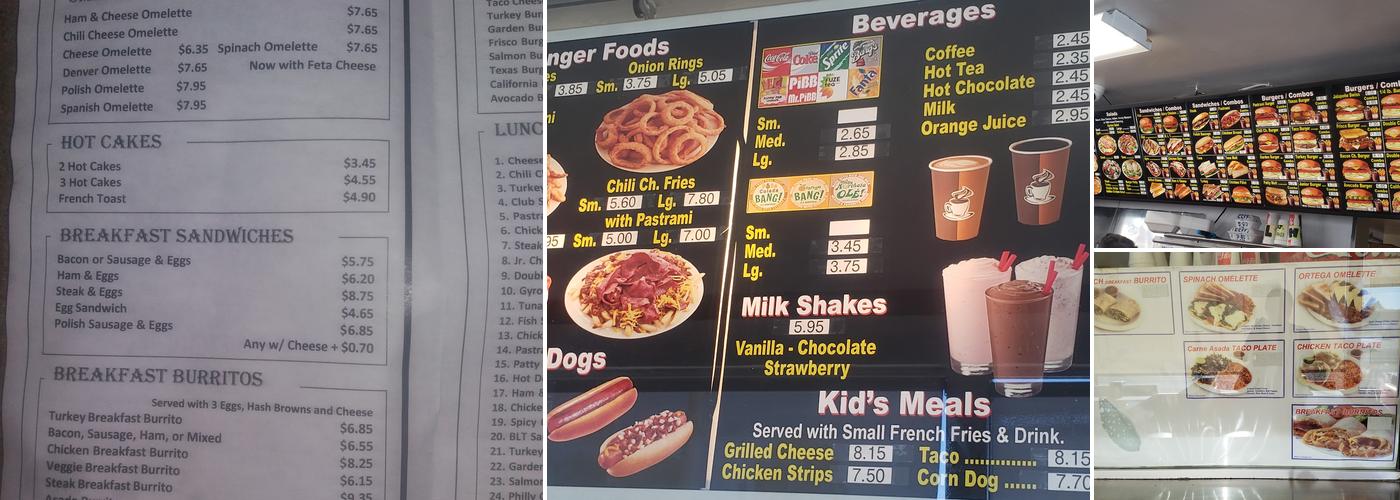 Steve's Char Burgers #1 Menu