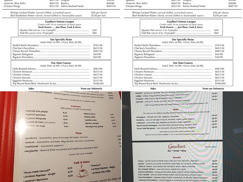 Gaudino's Menu