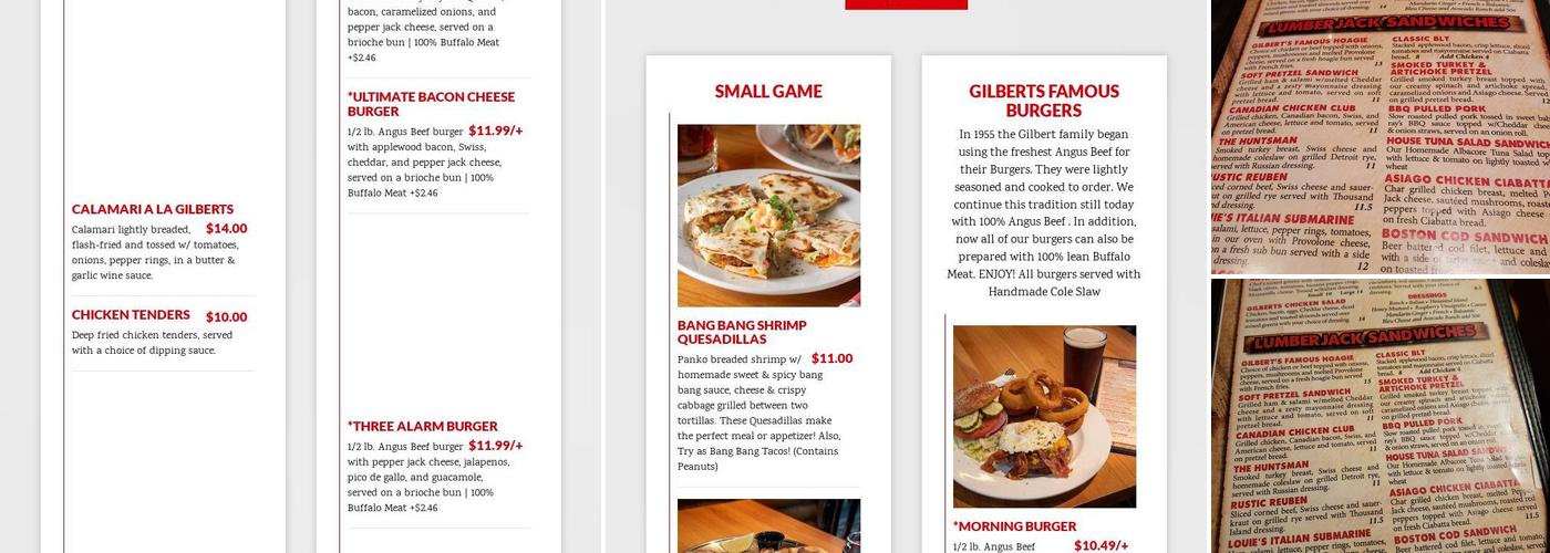 Gilbert's Lodge Menu