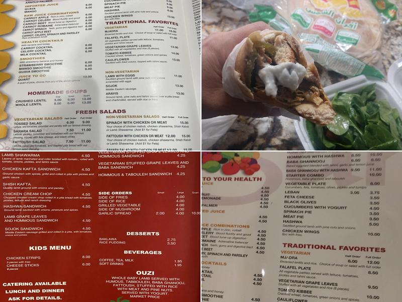 Sahara Menu