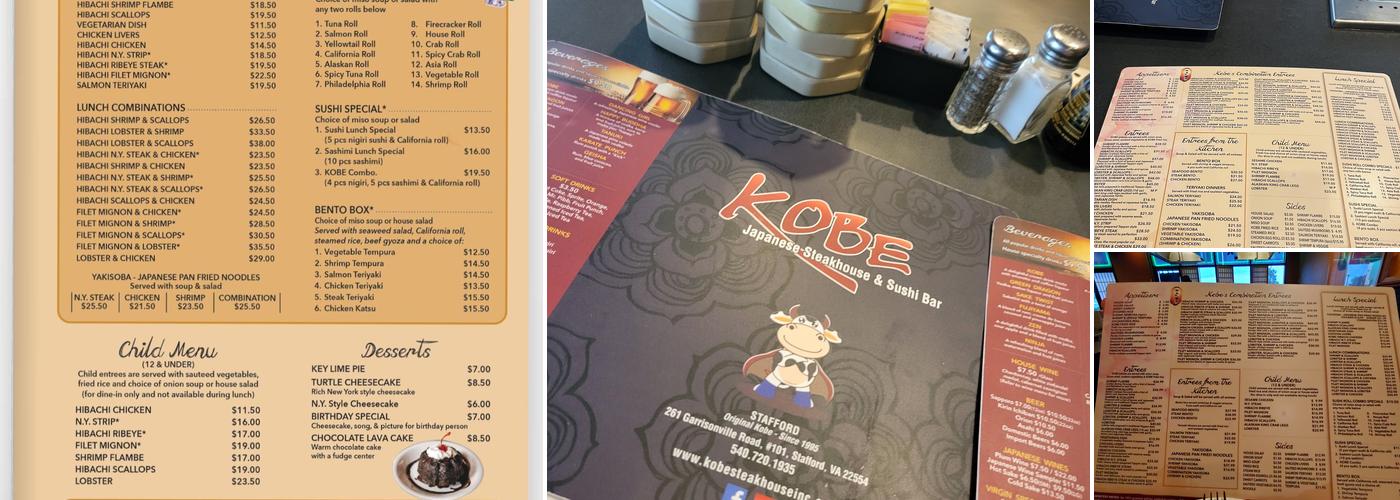 Kobe Japanese Steak & Seafood House Menu