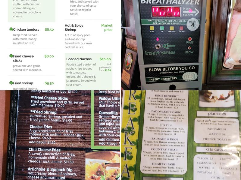 Paddy's Public House Menu