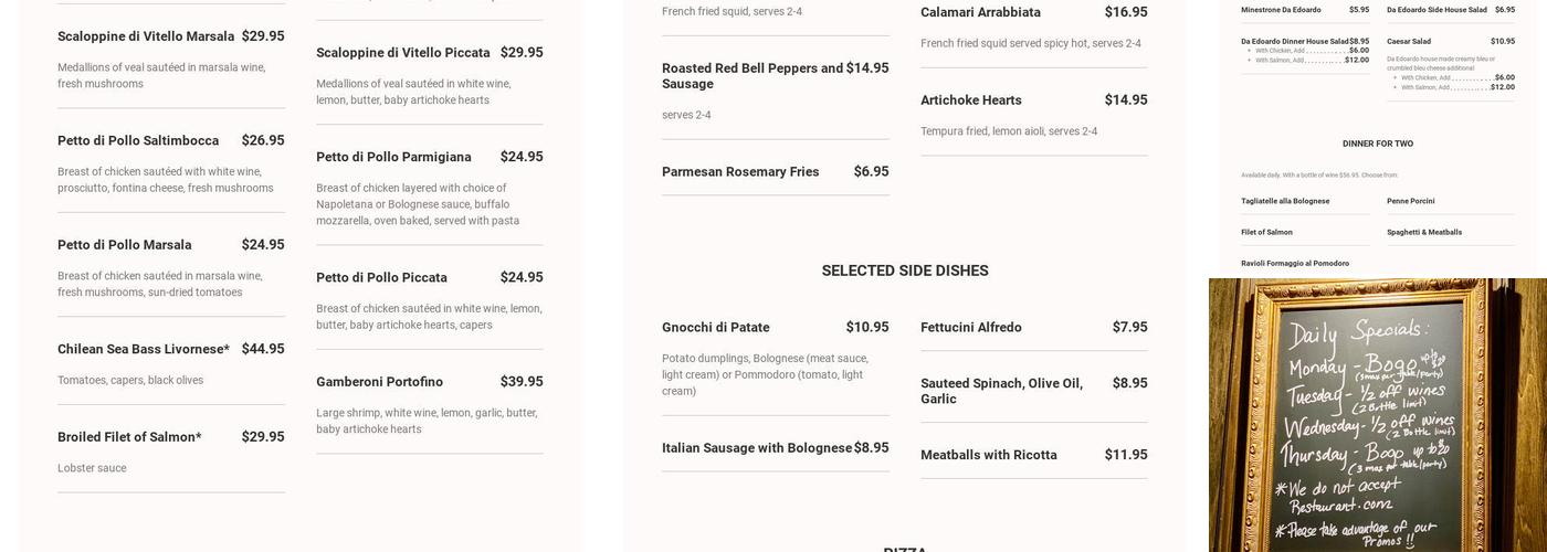 Da Edoardo - Grosse Pointe Menu