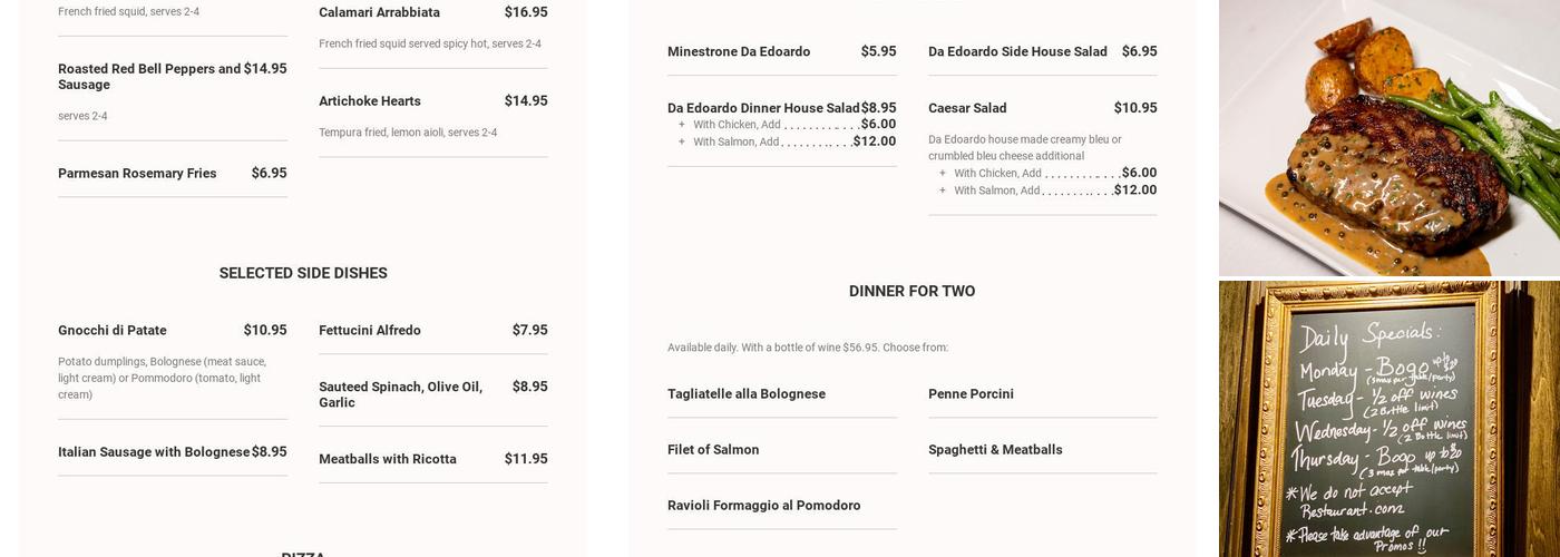 Da Edoardo - Grosse Pointe Menu