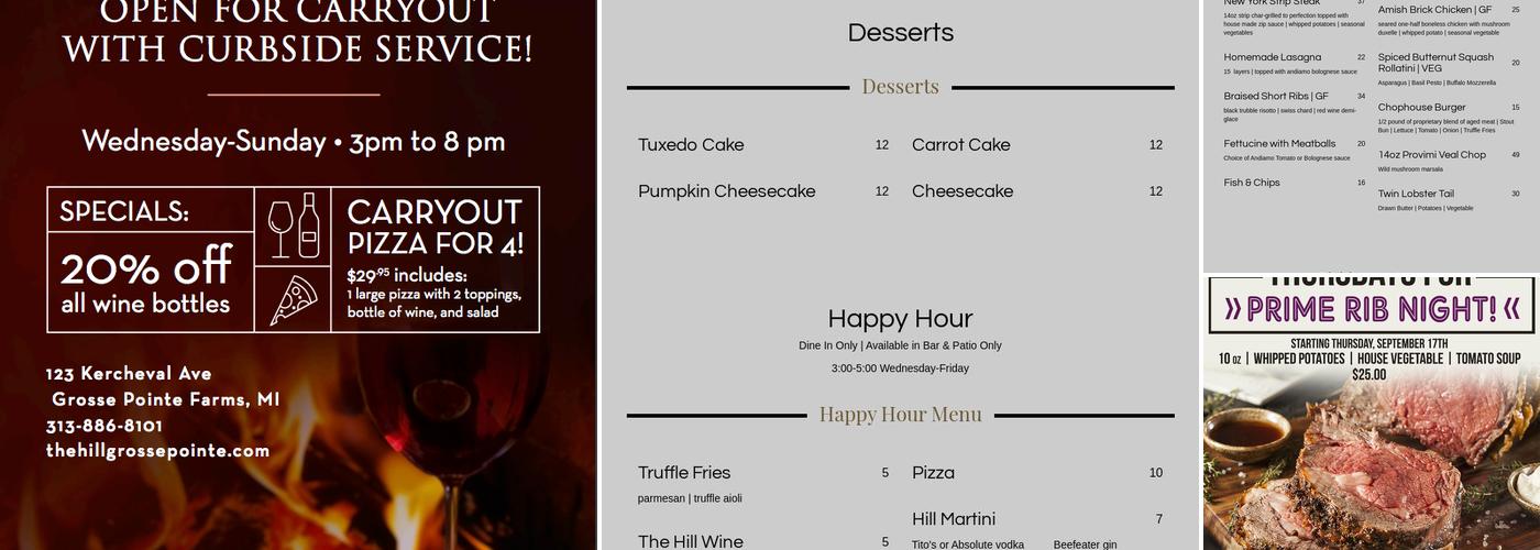 The Hill Seafood & Chop House Menu