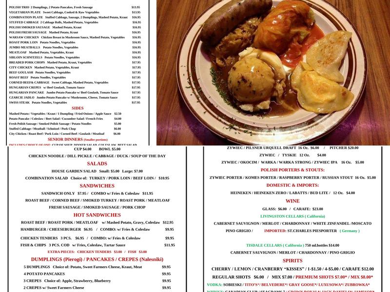 Polonia Restaurant Menu